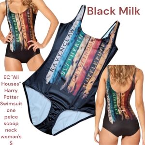 Black Milk Women's "All Houses" Harry Potter Swimsuit one peice  scoop neck S
